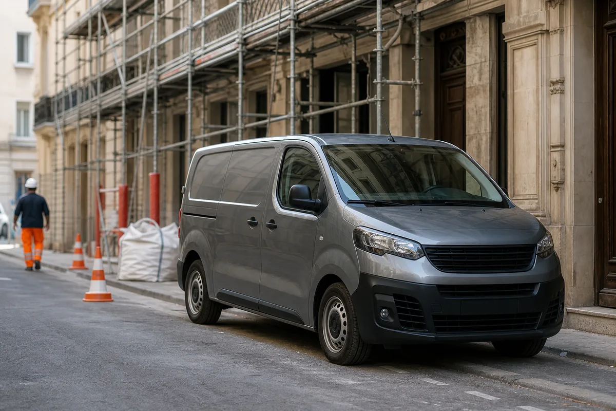 Fourgon utilitaire d’artisan stationné devant un chantier